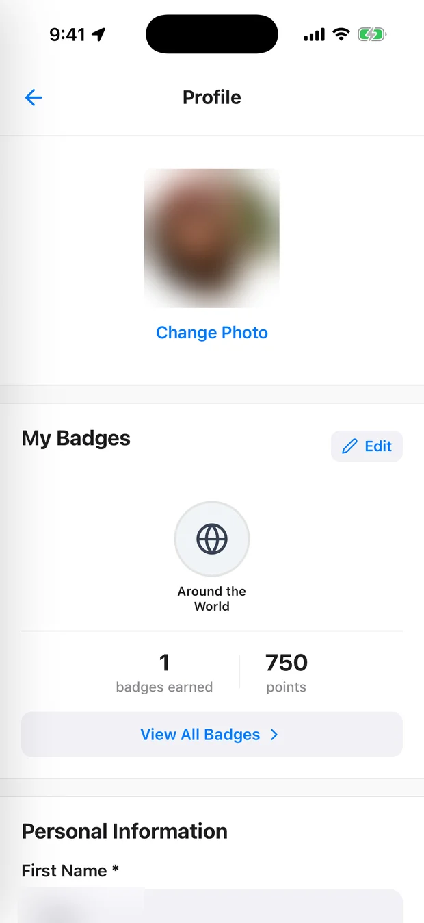 Pathr profile with badges and points